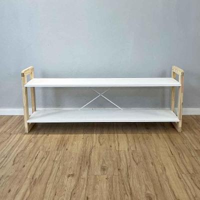 Rack Tv Linea 140CM Madeira Pinus Branco e Natural Artfactory Design