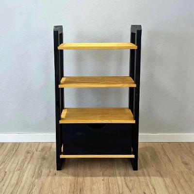 Aparador Linea Slim Moderno 1 Gaveta Madeira Maciça 54CM Nozes e Preto Artfactory Design