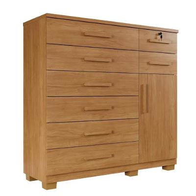 Cômoda Bela Plus 8 Gavetas e 1 Porta MDP Puxador Madeirado Cinamomo Bela & Cor