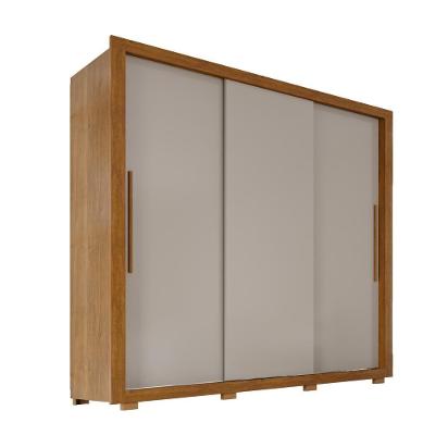 Guarda Roupa Casal Luna 3 Portas de Correr 4 Gavetas MDP MDF Cinamomo-Off White 185.5CM Luna