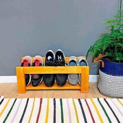 Sapateira Linea Stair sem Porta 3 Prateleiras 60CM Madeira Pinus Carvalho Artfactory Design