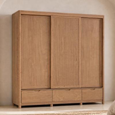 Guarda Roupa Casal Benton F06 3 Portas de Correr 3 Gavetas Madeira Maciça Tauari Lyam Decor