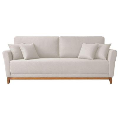 Sofá Brasil 3 Lugares Fixo 160CM Branco Linho Meu Sofá Online A302