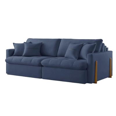 Sofá Cama A259 3 Lugares Retrátil 220CM Azul Linho Meu Sofá Online