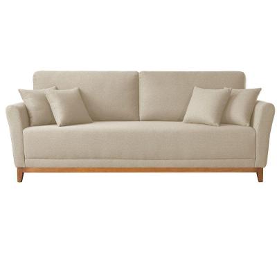 Sofá Brasil 3 Lugares Fixo 160CM Bege Claro Linho Meu Sofá Online