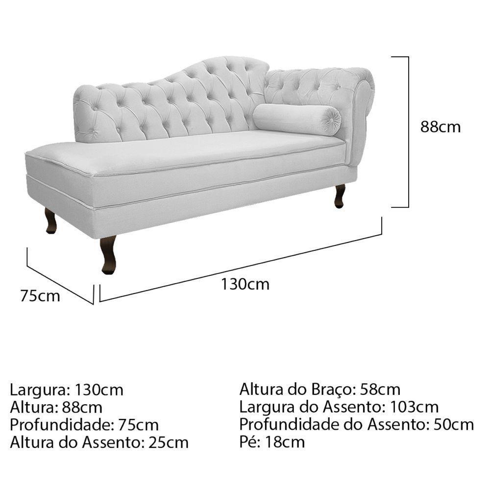 Diva Recamier Diana 130Cm Lado Esquerdo Suede Branco - 5