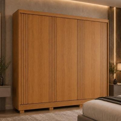 Guarda Roupa Casal CR35539 3 Portas Correr 4 Gavetas MDF Laqueado Madeirado Multimóveis