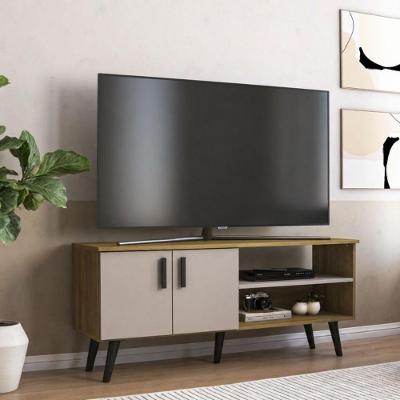 Rack para TV Até 50 Polegadas CR45366 121,2CM MDP com Nichos Fosco Mel Arenas Multimóveis