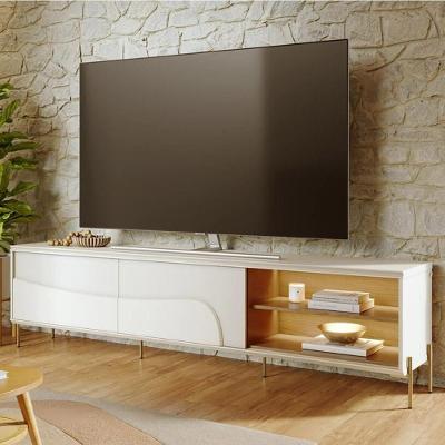 Rack para TV 75" 216CM MDF-MDP com LED Off White Salerno C04 Lyam Decor