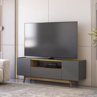 Rack para TV Até 72" 182CM MDP com 3 Portas Retrô Mel Grafite Multimóveis CR45367