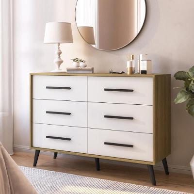 Cômoda Retrô CR45363 6 Gavetas MDP Puxador Plástico Mel e Branco Multimóveis