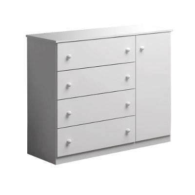 Cômoda Infantil Tais 4 Gavetas MDF Puxador PVC Branco Brilho Sallar Home