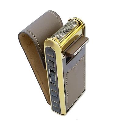 Barbeador Elétrico 2 em 1 Kemei RSCW-5500 para Barba e Bigode sem Fio Dourado Bivolt
