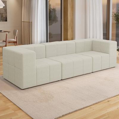 Sofá Modular Lancaster F04 3 Lugares 264cm Creme Linho Cru Lyam Decor