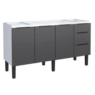 Gabinete Júpiter sem Porta 3 Gavetas Aço 153CM Preto Cozimax
