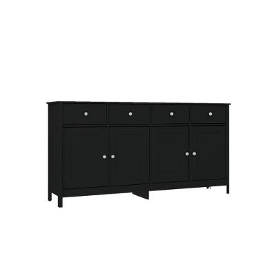 Aparador Buffet R-626 Moderno 4 Portas 4 Gavetas MDP 154CM Preto Ditália