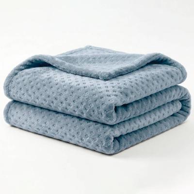 Manta Flan Soft Texturizada Queen 260g-m2 100% Poliéster Fleece Aconchegante Azul Casa Modelo