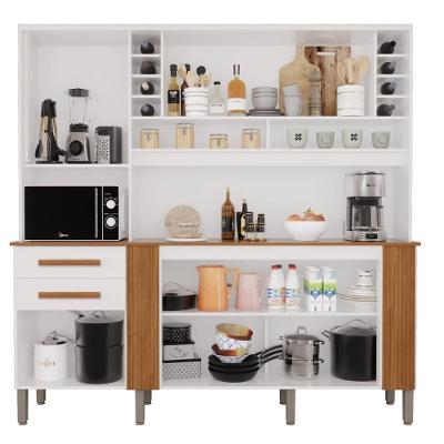 Armário Kit Palazzo 2 Portas 2 Gavetas MDP 200CM Branco Ypê 200CM 97,8kg Estrutura Reforçada Moderno