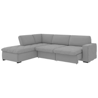 Sofá Chel 3 Lugares com Chaise Retrátil 262CM Cinza Veludo Sofá Home