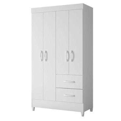 Guarda Roupa Casal Mobi 4 Portas com Pés Mdp Branco Rosa Albatroz Móveis