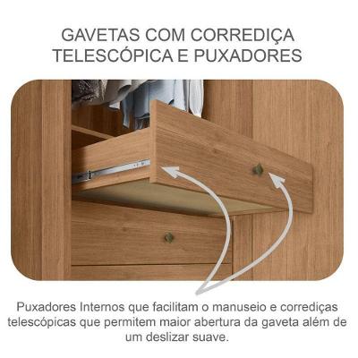 Guarda Roupa Solteiro Toledo 2 Portas 3 Gavetas Cumaru 23 com Gaveteiro Milão