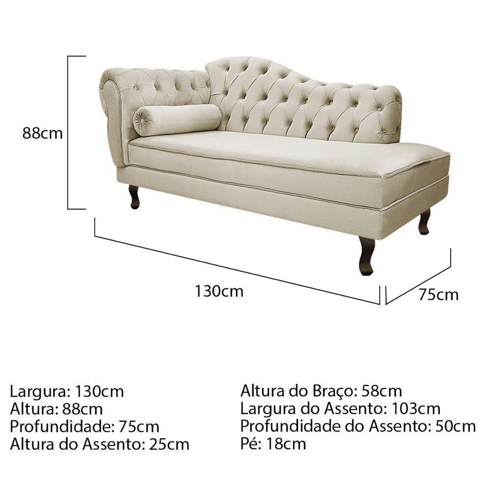Diva Recamier Diana 130Cm Lado Direito Linho Bege - 5