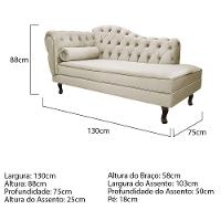 Diva Recamier Diana 130Cm Lado Direito Linho Bege - 5