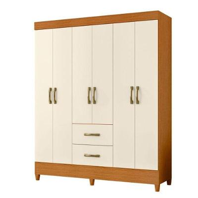 Guarda-Roupa Casal Mobi 06 Portas MDP com Pés Cinamomo Off White Albatroz Móveis
