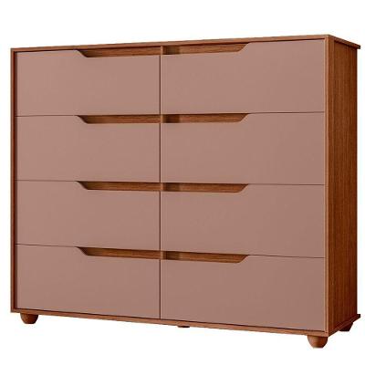 Cômoda Doble 8 Gavetas MDF-MDP com Puxador Cava Nogueira-capuccino Albatroz Móveis