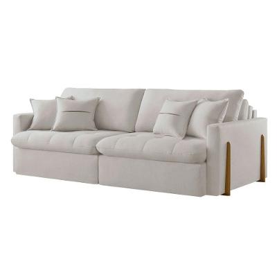 Sofá Cama A302 3 Lugares Retrátil 200CM Branco Linho Meu Sofá Online