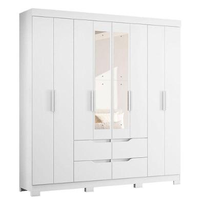 Guarda Roupa Casal Doble 8 Portas Giratórias 4 Gavetas Branco Albatroz Móveis