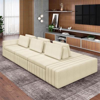 Sofá Modular Olimpo 365CM Retrátil Off White Bouclê Gran Belo