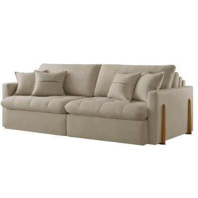 Sofá Cama A226 3 Lugares Retrátil 200CM Bege Linho Meu Sofá Online