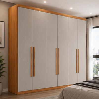 Guarda Roupa Casal CR35508 6 Portas de Bater 6 Gavetas MDF Laqueado Madeirado-Off White Multimóveis