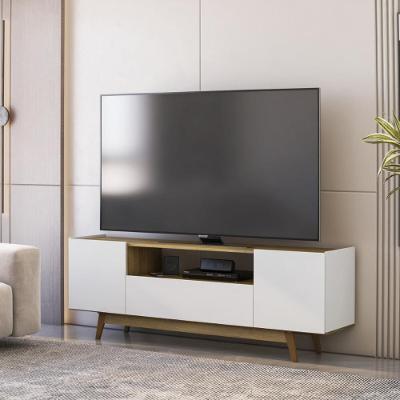 Rack para TV Até 72" 182CM MDP com 3 Portas Retrô Mel-branco Multimóveis