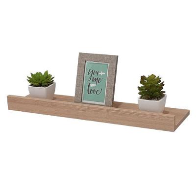 Prateleira Porta Quadros 50X15CM MDP Suporte Invisível Moderno Bege Mercado das Prateleiras 50CM