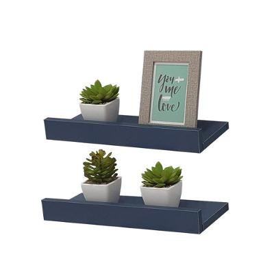 Prateleira Kit 2 Porta Quadros 60X15CM MDP Suporte Invisível Moderno Sala Azul Mercado