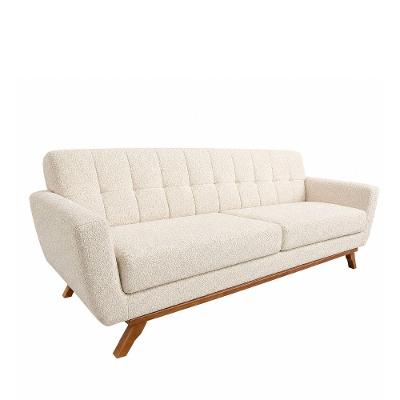 Sofá Linden 3 Lugares Fixo 230CM Off White Bouclé Fibra Sintética Sallar