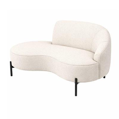 Sofá Curvo Billini 3 Lugares Fixo 210CM Off White com Pés Pretos Sallar Home