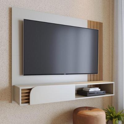 Painel Home Jurerê para TV 65" 136CM MDP com Nicho Off White Matte-Freijó Colibri Móveis