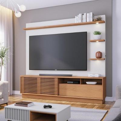 Home Theater Campeche para TV 70" 200CM MDP com LED Amêndoa Colibri Móveis