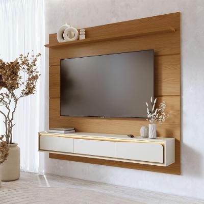 Painel para Tv Tahiti 70" 180CM MDP com Led 3 Portas Freijó Off White Matte