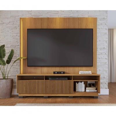 Home Theater Jordão para TV 75" 200CM MDF-MDP com LED Freijó Colibri Móveis