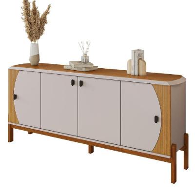 Buffet Selene 4 Portas Estrutura MDF MDP 181cm Off White e Cinamomo JCM Movelaria