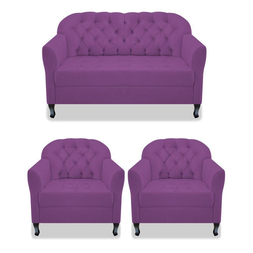 Kit Namoradeira E 02 Poltrona Julia A02 Roxo - 1
