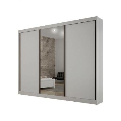 Guarda Roupa Casal San Marino Premium 3 Portas Correr 4 Gavetas MDF com Espelho Amadeirado Leifer