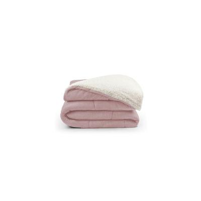 Coberdrom Cobertor Solteiro Soft e Sherpa de Carneiro Dupla Face Rosa Valle Distribuidora