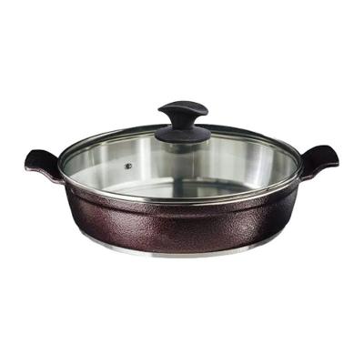 Frigideira Cereja 772-JAV Alumínio Fundido Usinado com Tampa de Vidro 30cm Talheres Juliana
