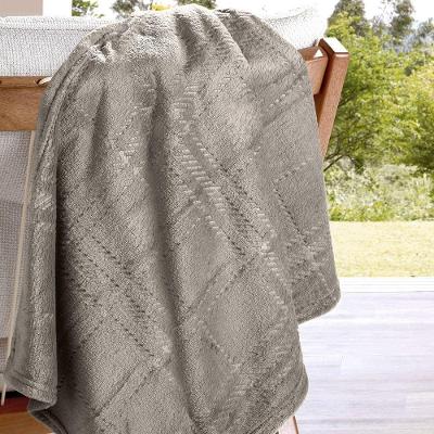 Manta Flannel Gales Efeito Jacquard Casal 100% Poliéster Microfibra Khaki Buettner