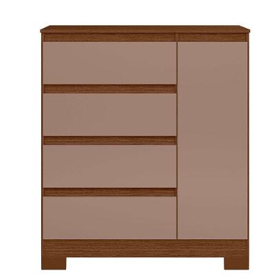 Cômoda Sapateira Olívia 4 Gavetas Mdf Mdp com Puxadores Marrom Albatroz Móveis